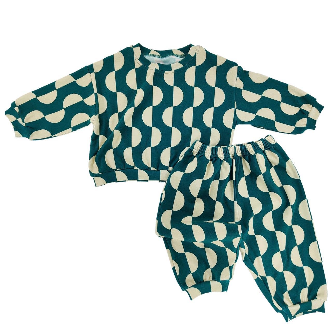 Kids Retro Emerald sweatsuit worn lifestyle view