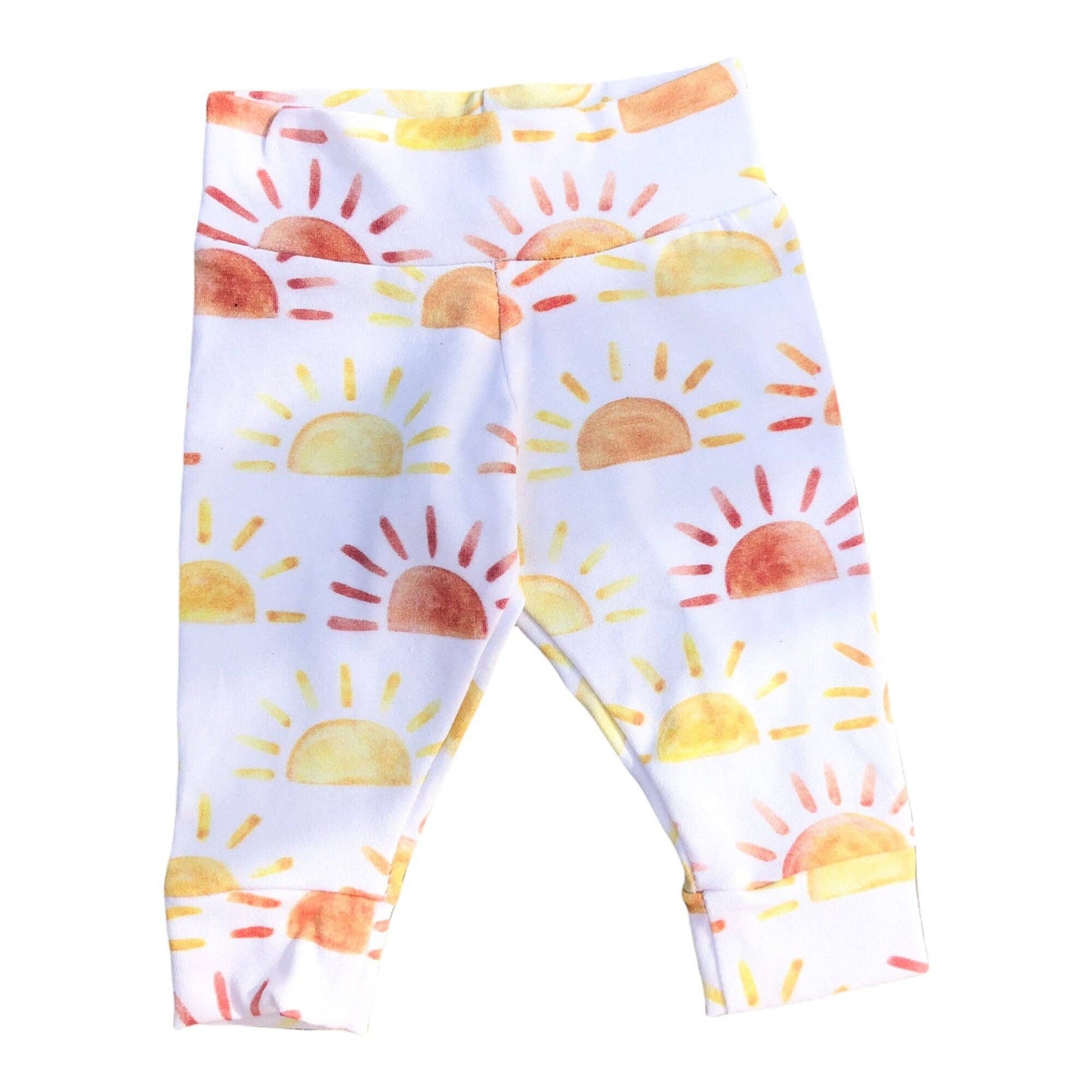 Little ray of sunshine baby leggings soft cotton sunshine print front view