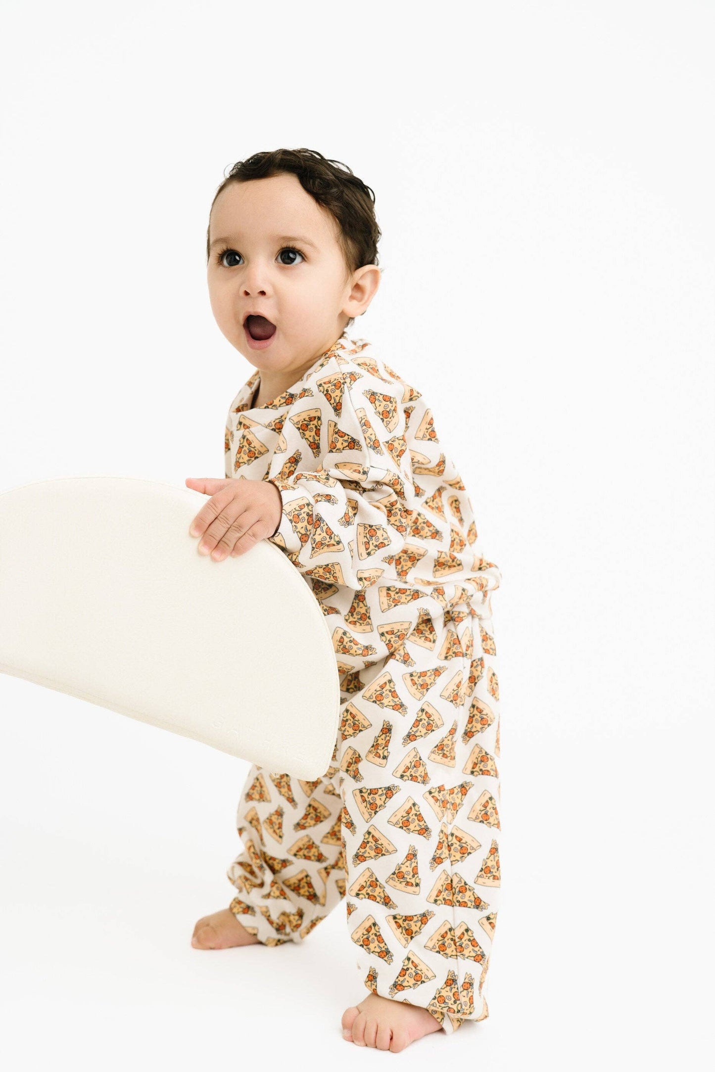 Pizza Please sweatsuit for kids soft matching set with pizza print front view