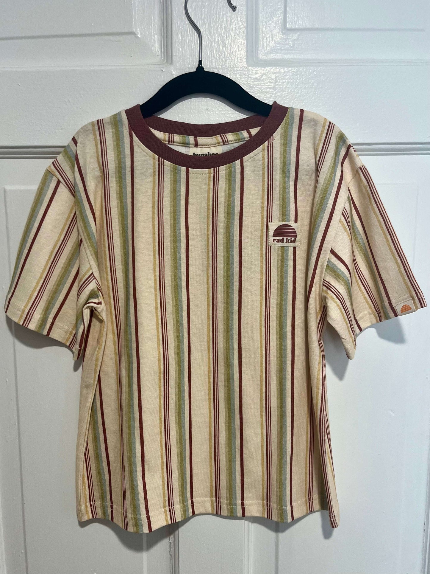 Rad Kid stripe hemp tee for kids back view