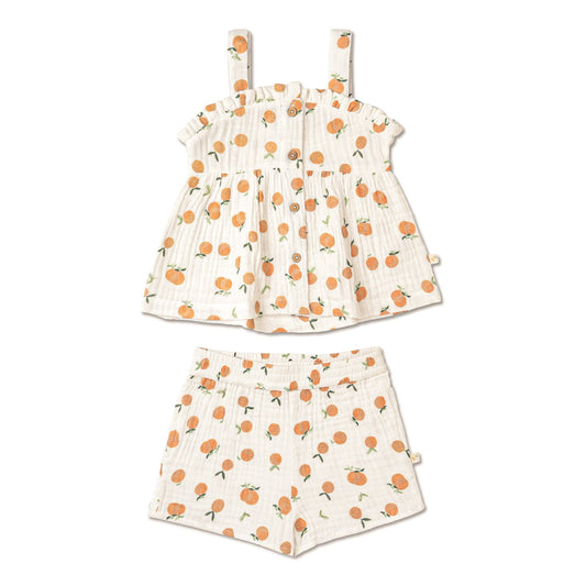 Mandarin Organic Peplum Top & Shorts Set