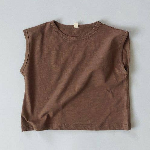 Solid cotton baby tank top detail view