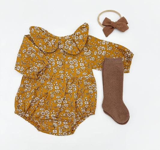 Mustard Floral Romper Set