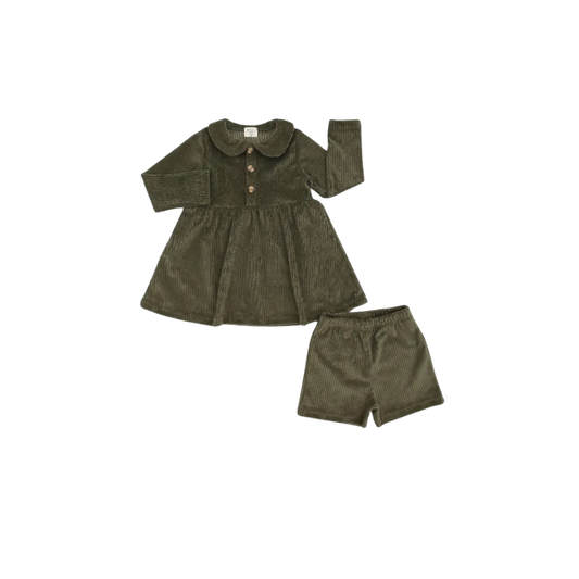 Campfire Corduroy Dress With Shorts - Evergreen