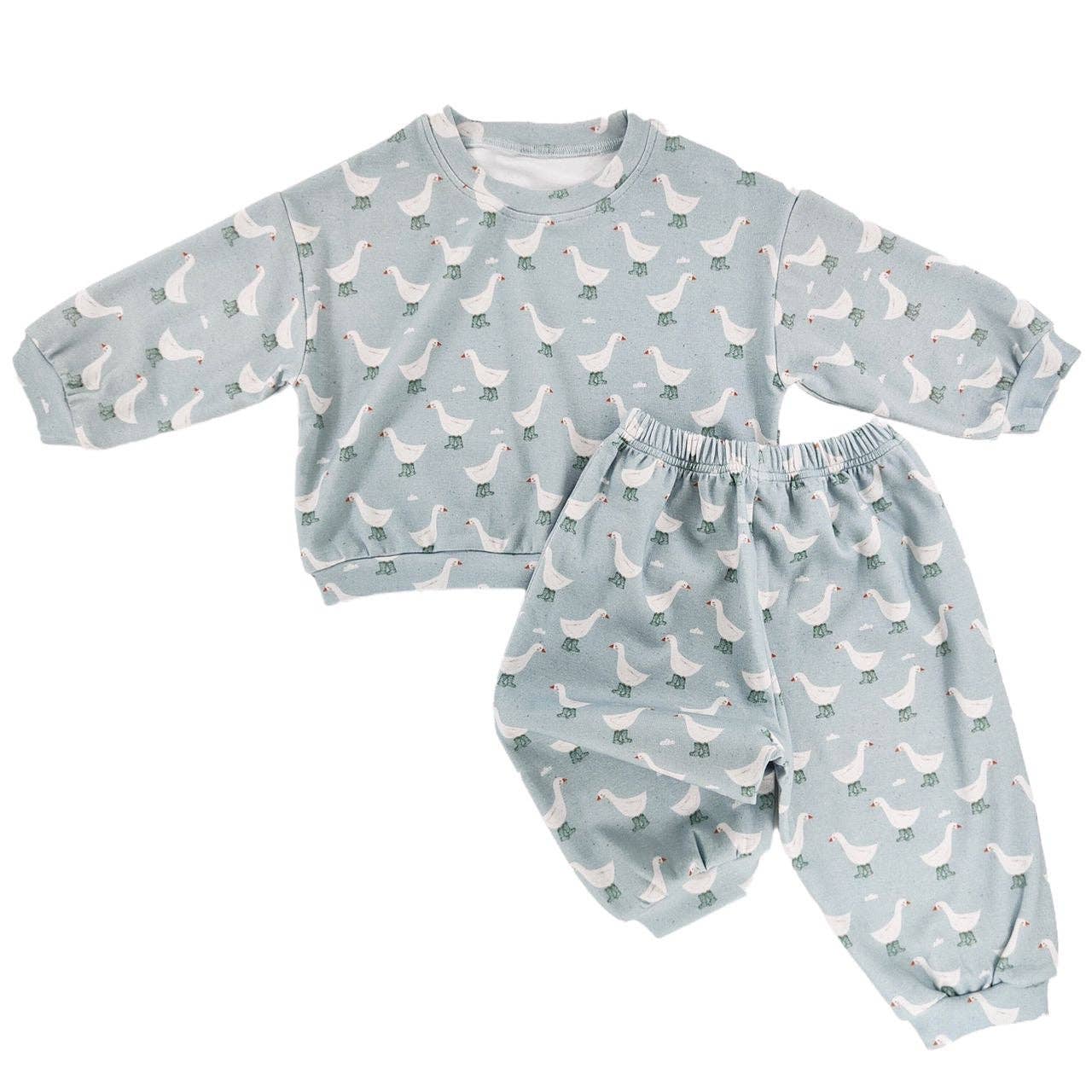 Silly Goose sweatsuit for kids soft matching set with goose graphic front view
