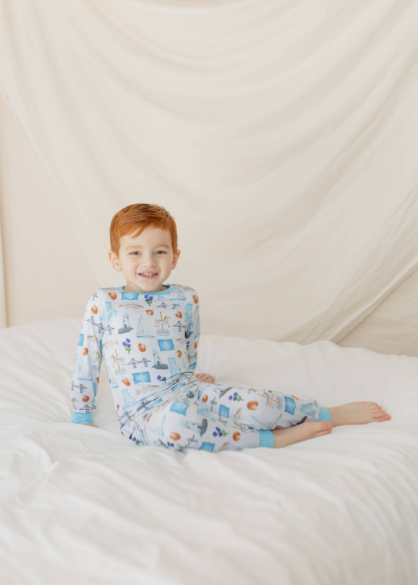 Rhody State of Mind Rhode Island bamboo pajamas for kids soft breathable front view