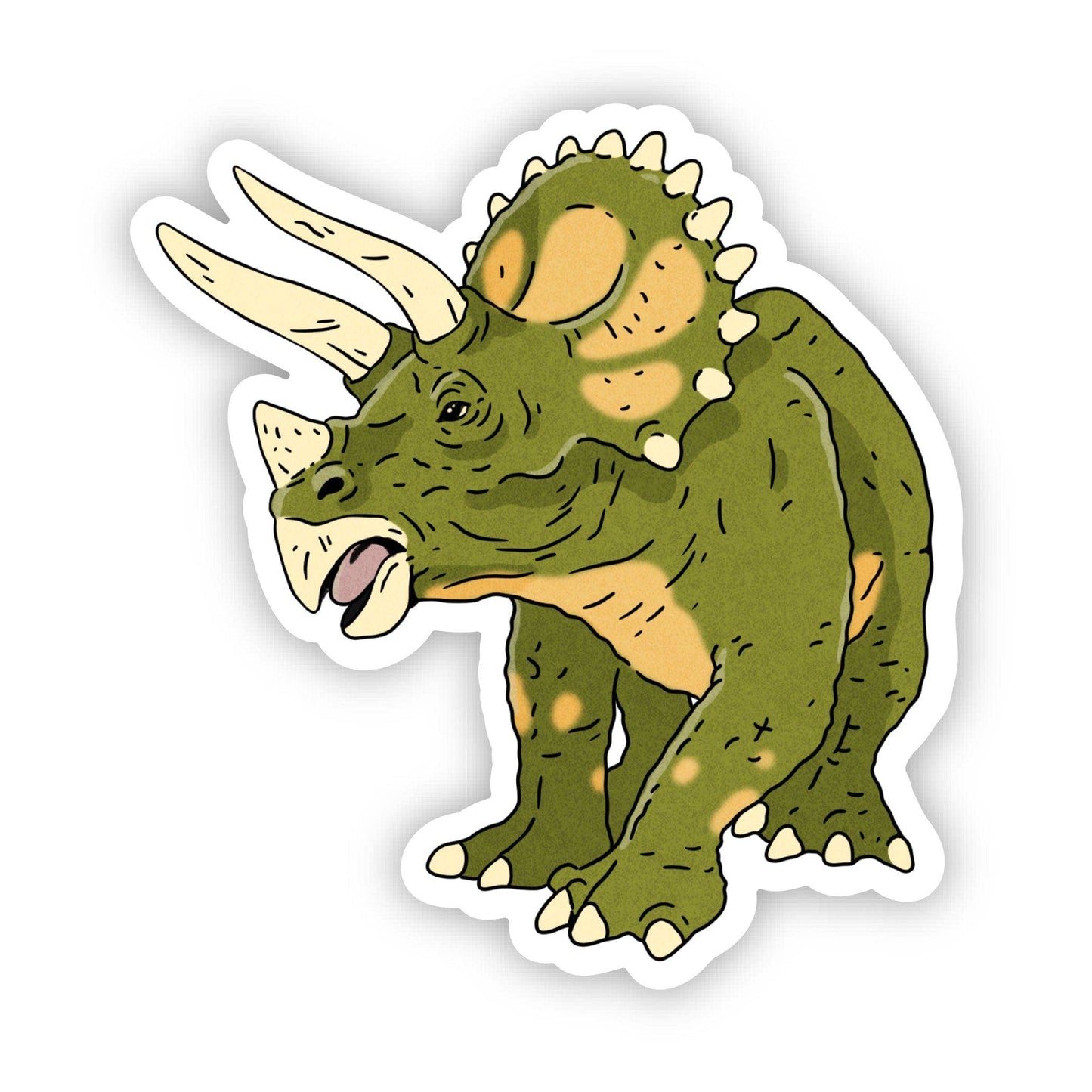 Triceratops dinosaur kids sticker fun illustrated front view