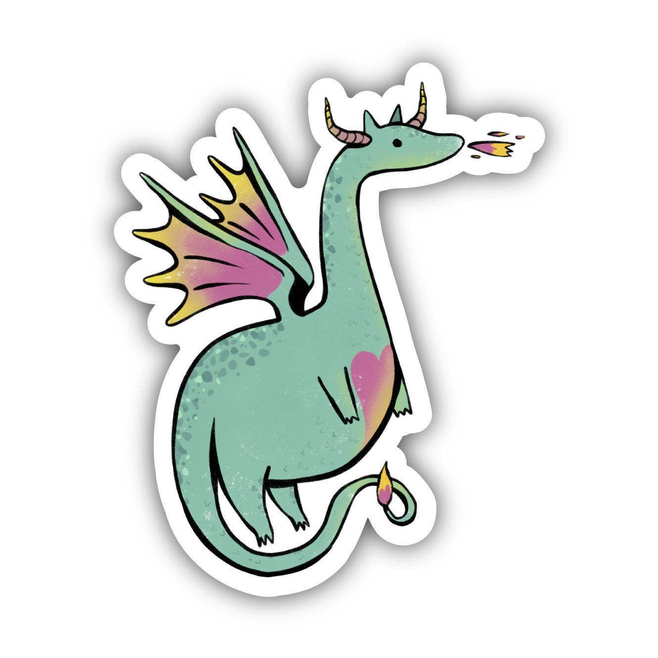 Dragon fairytale kids sticker magical illustrated front view