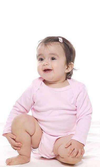 Baby organic cotton long sleeve one piece side view detail
