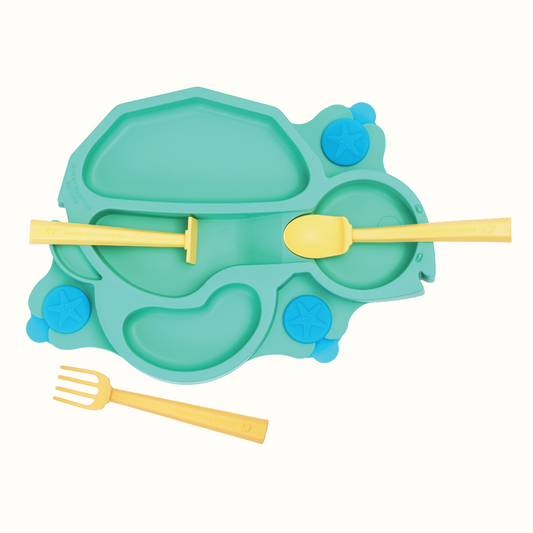 Turtle Training Plate and Utensils - Green