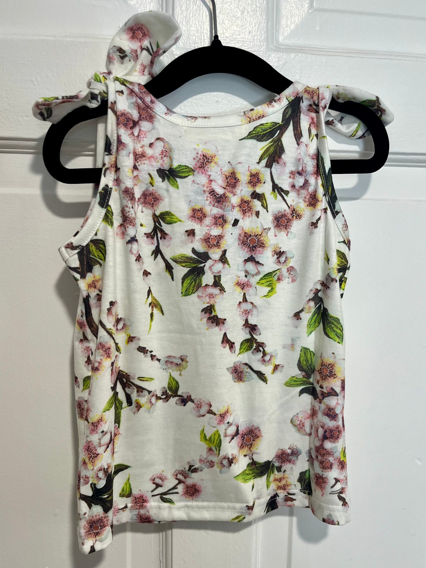 Knot shoulder floral tank for kids back view