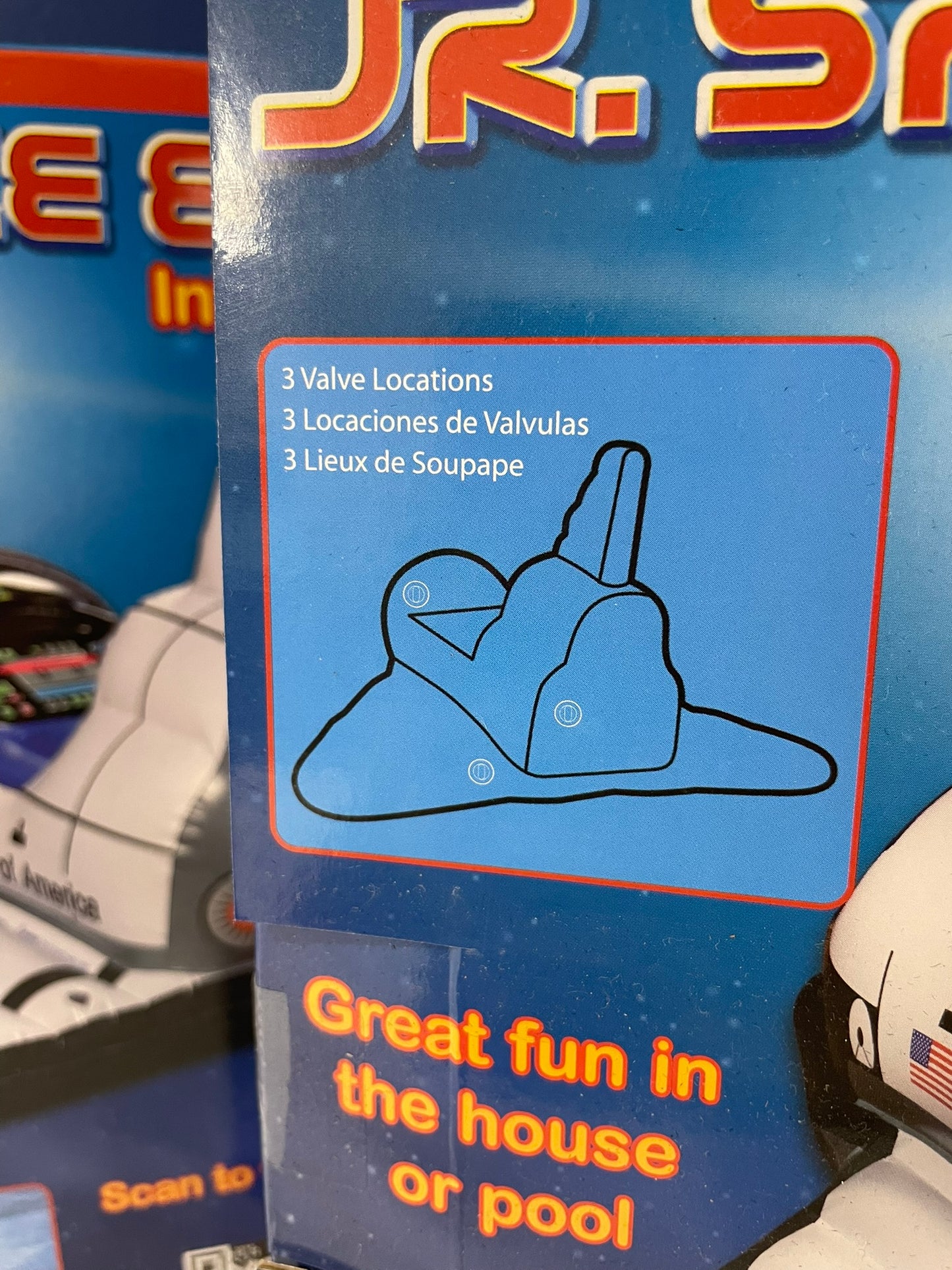 Inflatable space shuttle toy size scale reference view