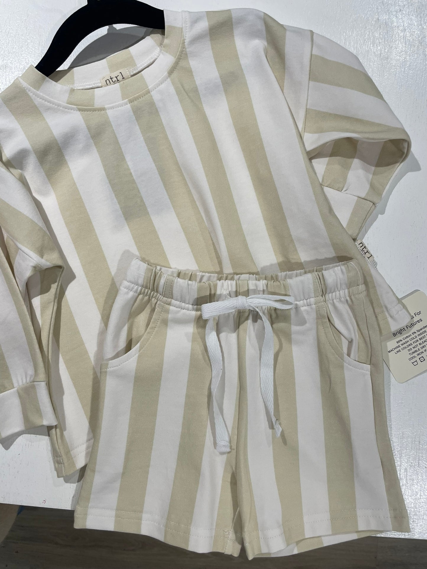 Beach Lines tan two piece set flat lay product view