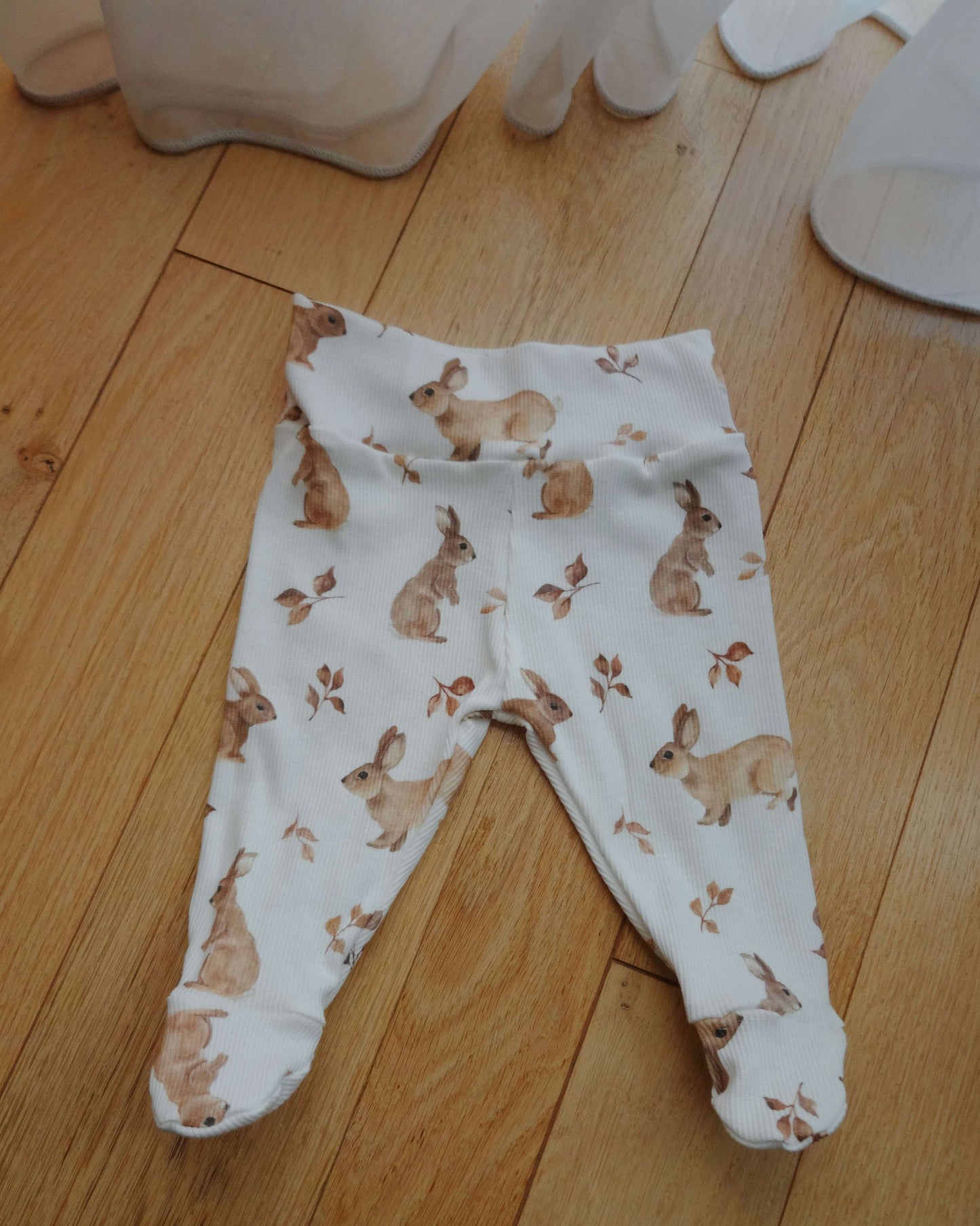 Hop Little Bunny baby leggings flat lay product view
