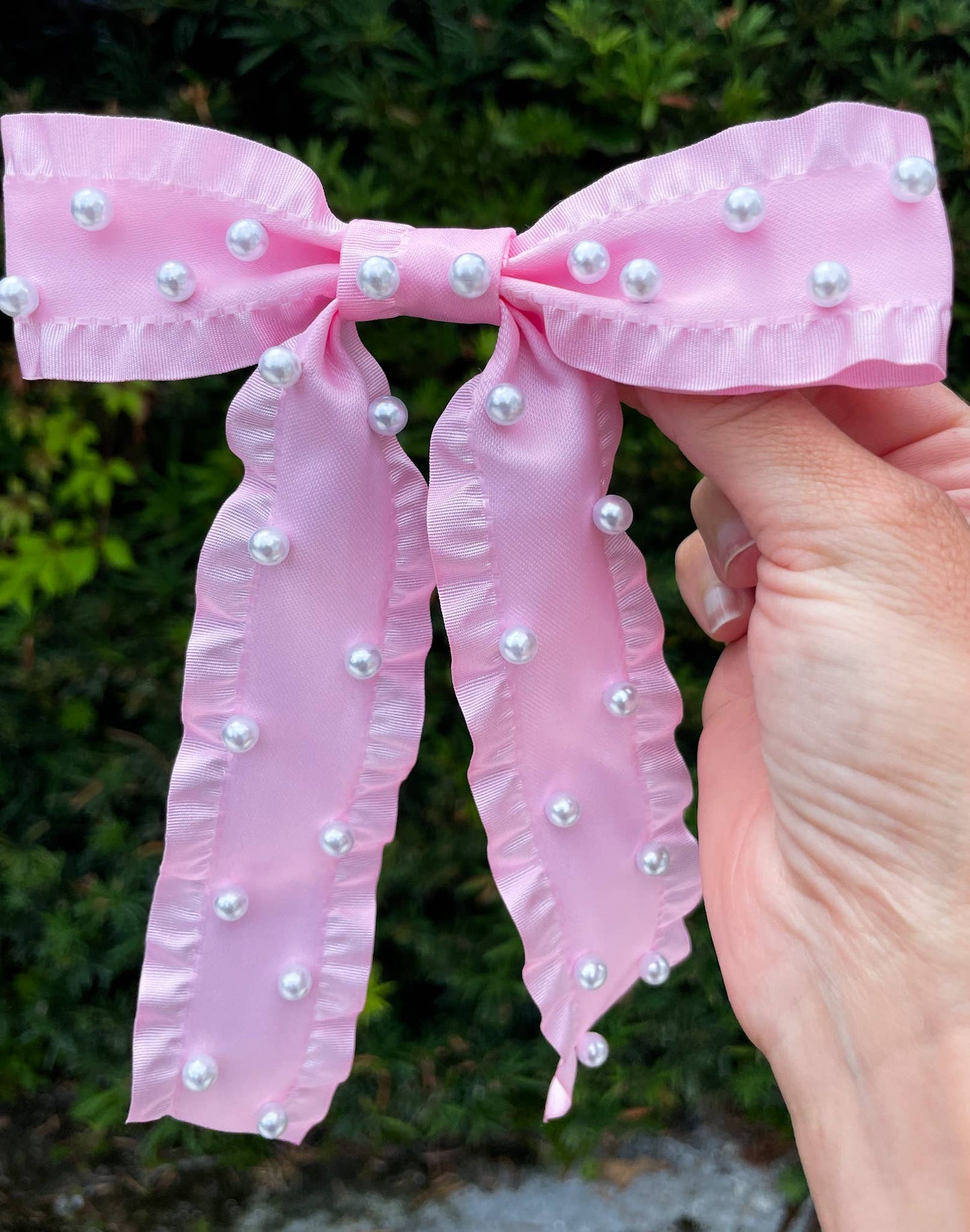 Pink Pearl Hair Bow
