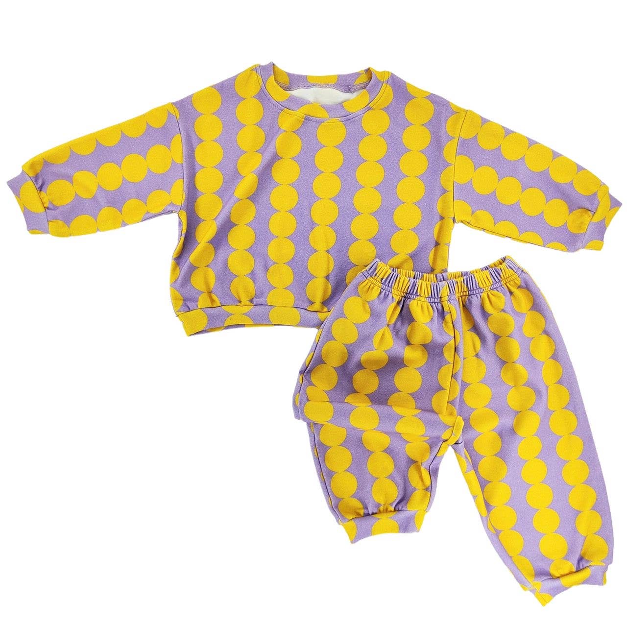 Kids Retro Sunny Lavender sweatsuit worn lifestyle view