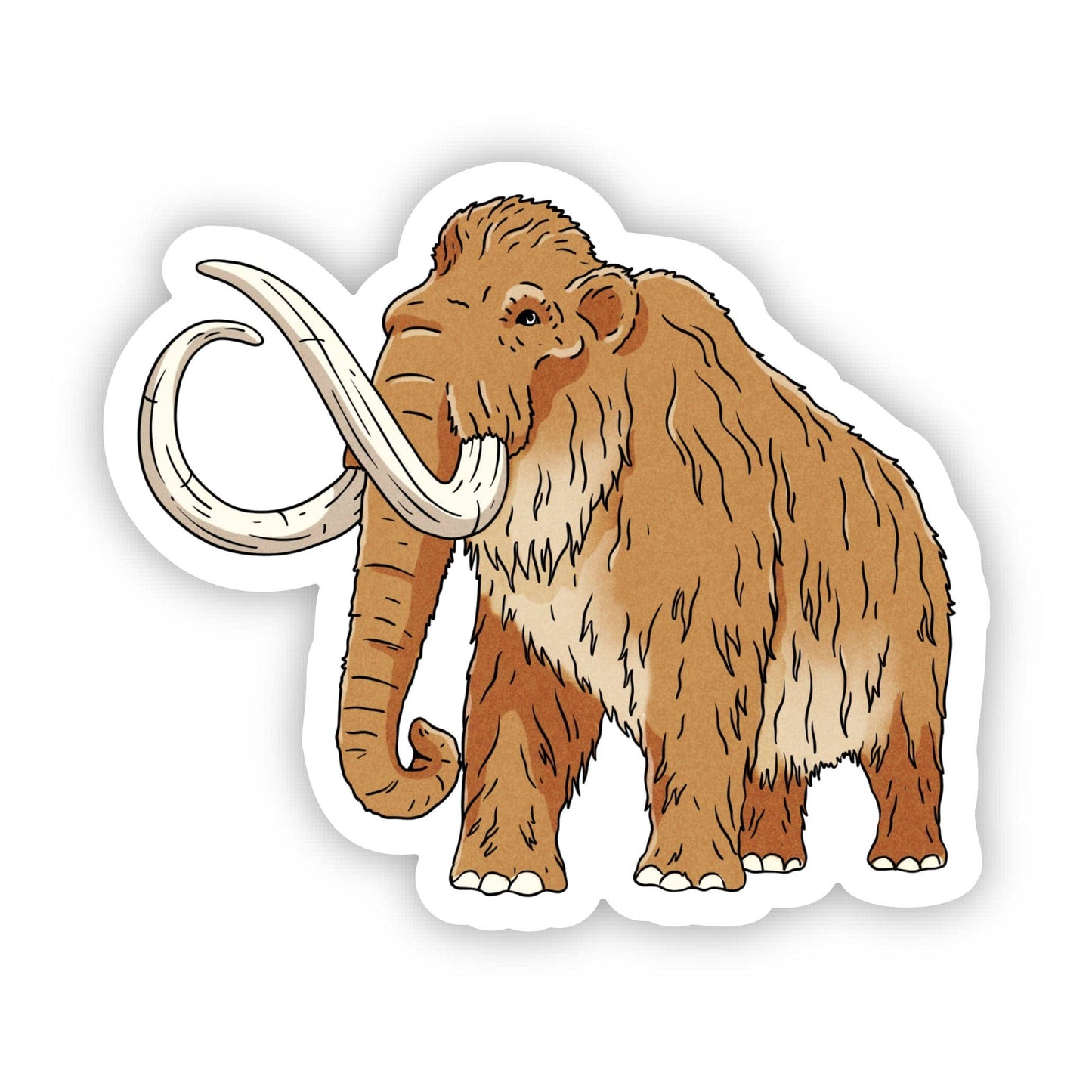 Woolly mammoth kids sticker fun illustrated front view