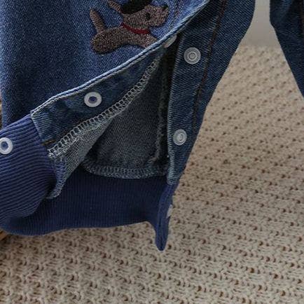 Dog Patch Denim Romper