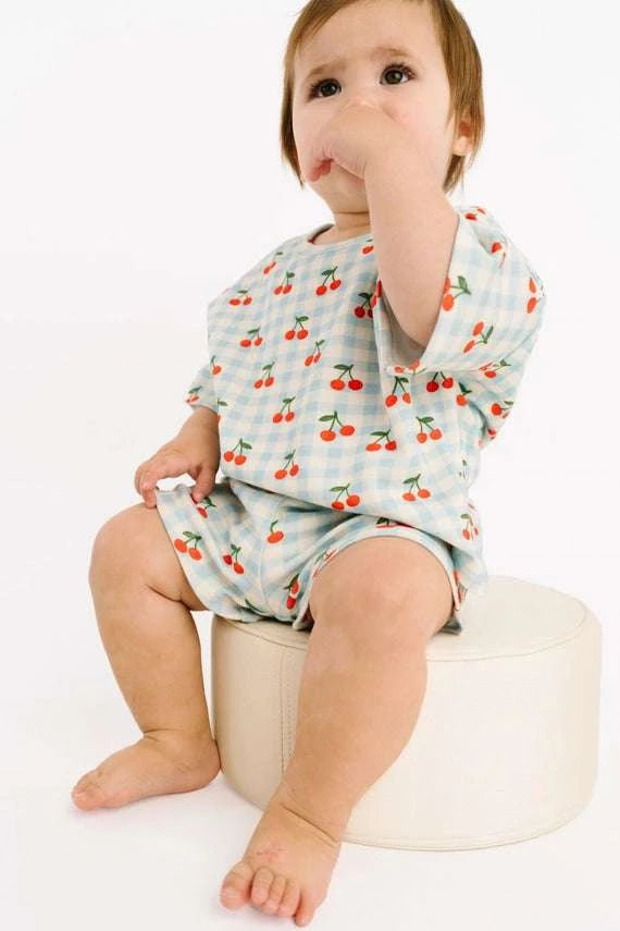 Kids Cherry Picnic slouchy set worn lifestyle view