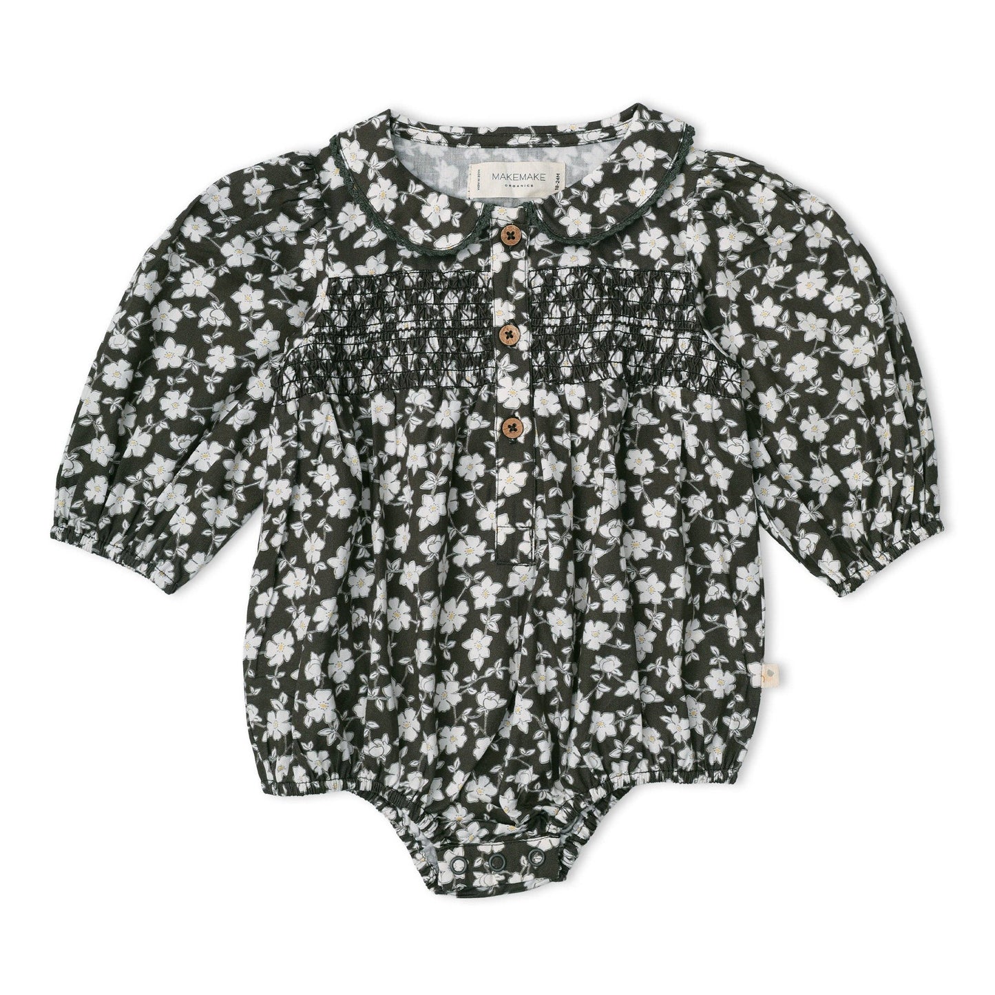 Organic Smocked Twilight Bubble Romper for baby