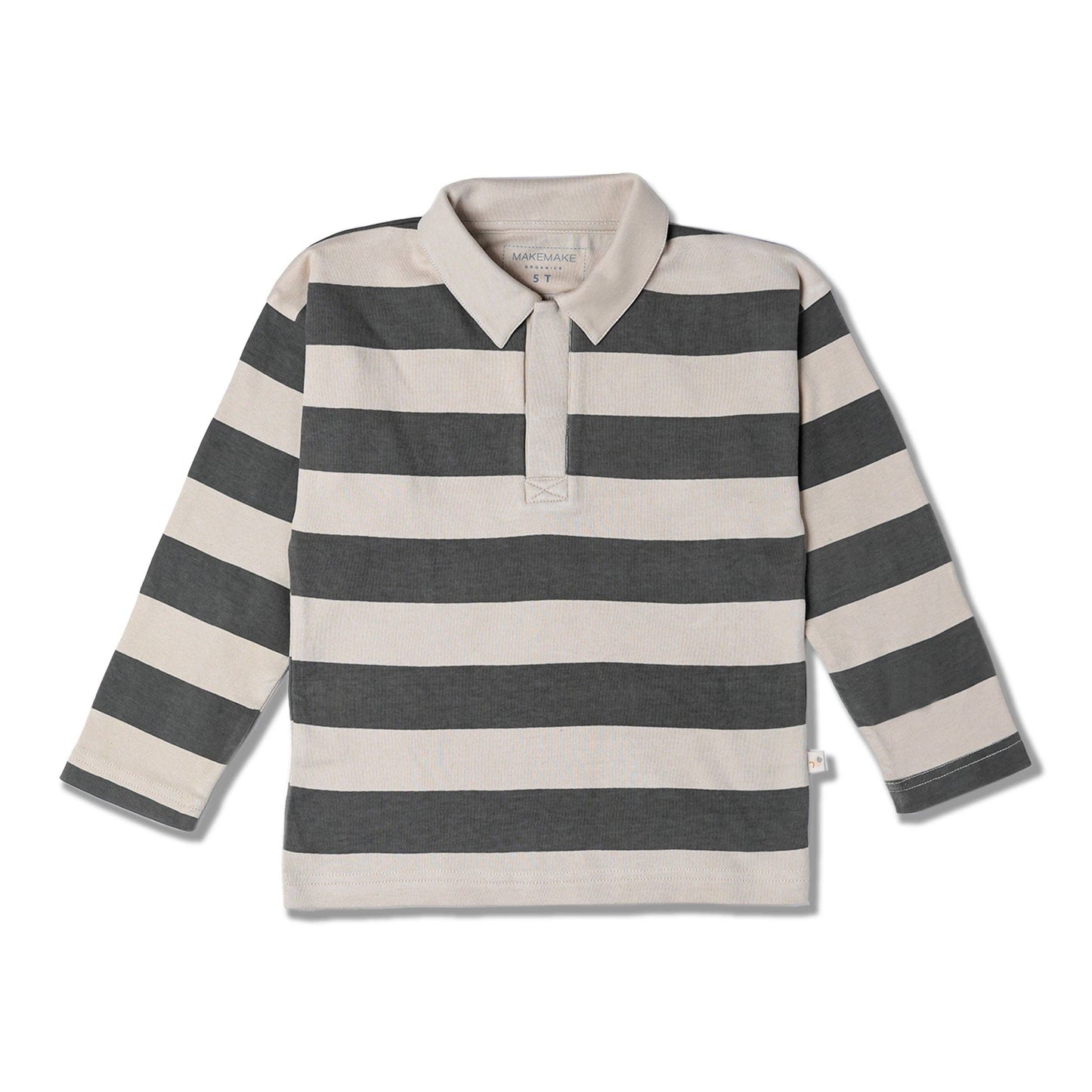 Organic kids polo shirt flat lay product view