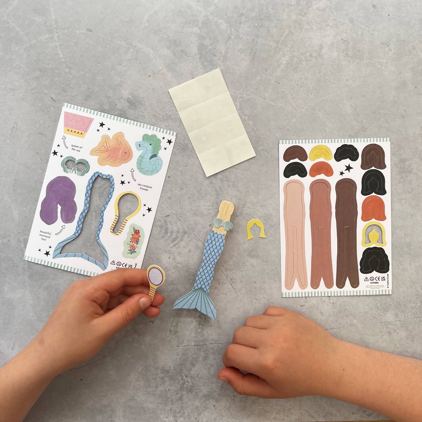 Kids mermaid peg doll kit packaging view