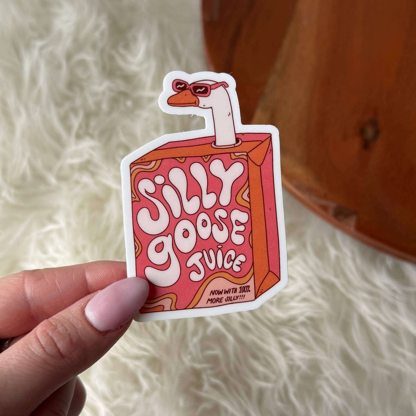 Silly Goose Juice funny kids novelty sticker front view