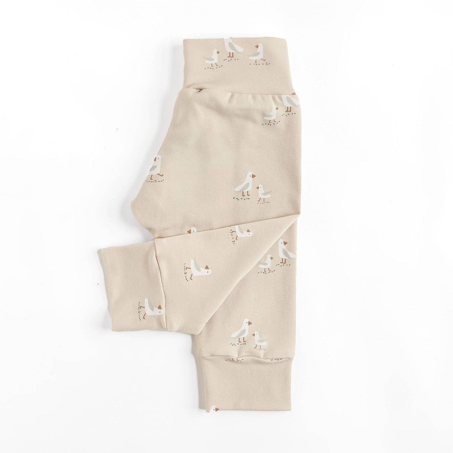 Seagull cotton knit leggings for baby kids coastal print front view
