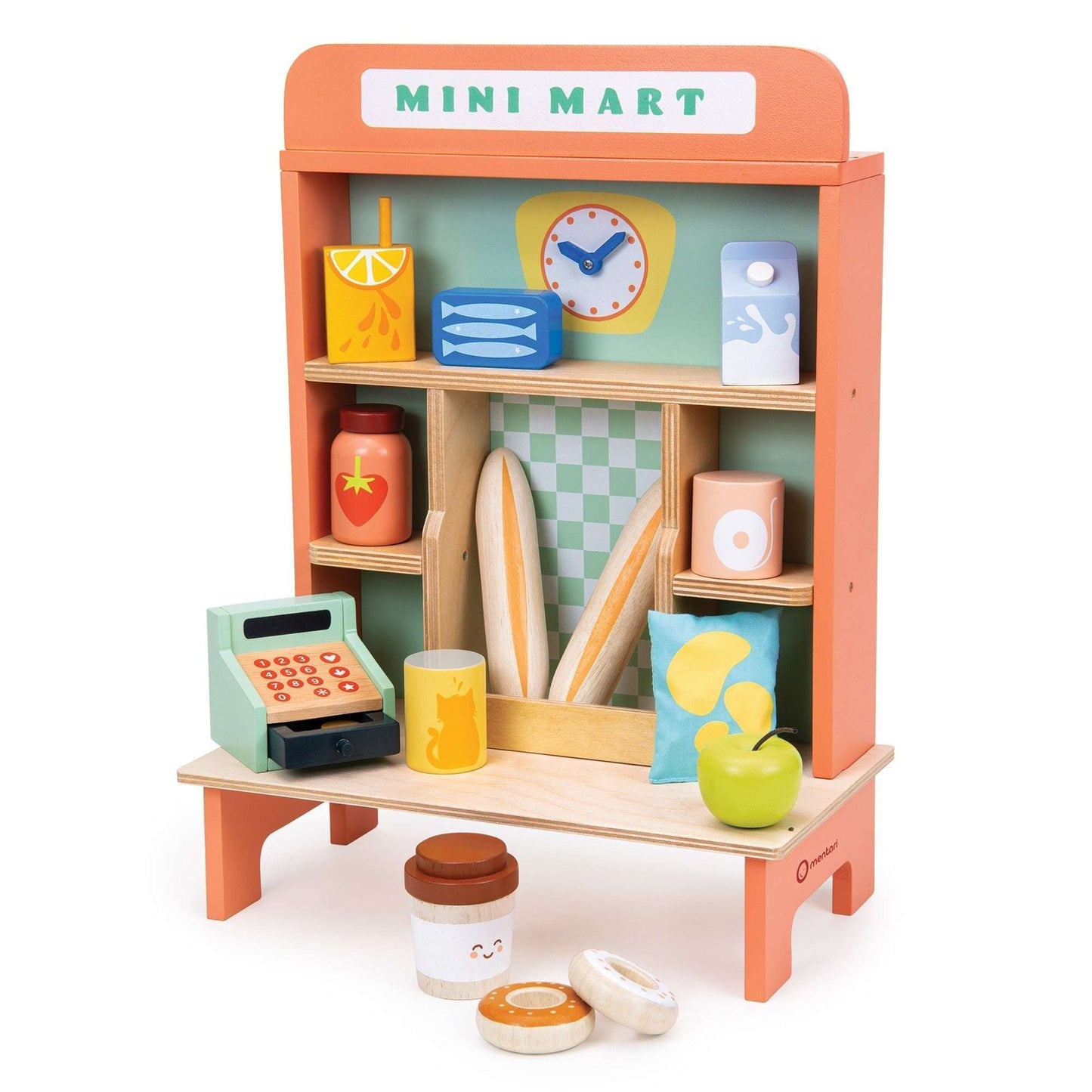 Mini Mart kids wooden play set imaginative grocery store play front view