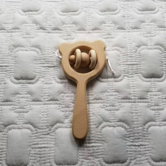 Bear Wooden Baby Rattle Toy