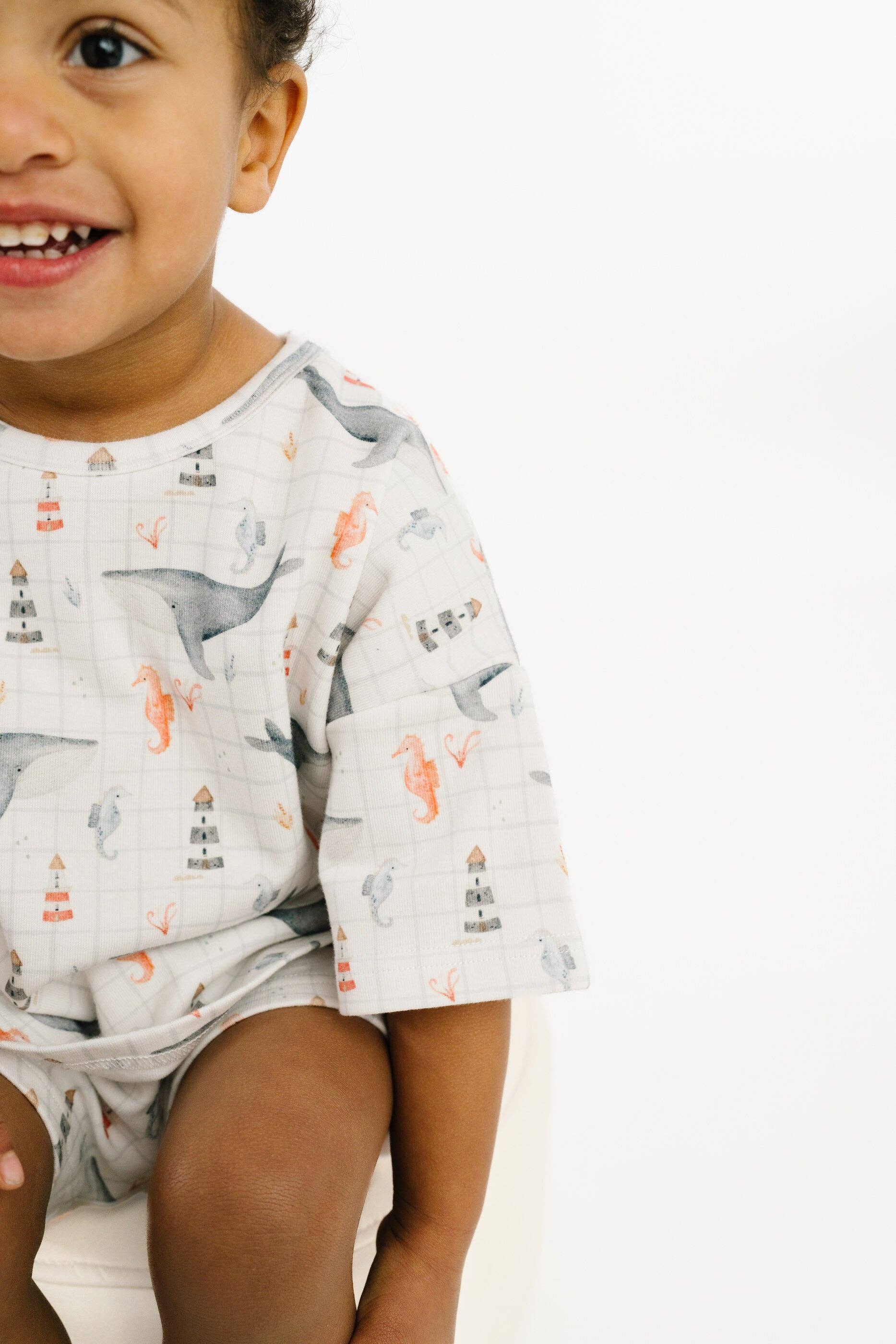 Kids ocean explorer matching set with oversized slouchy sweatshirt and shorts lifestyle