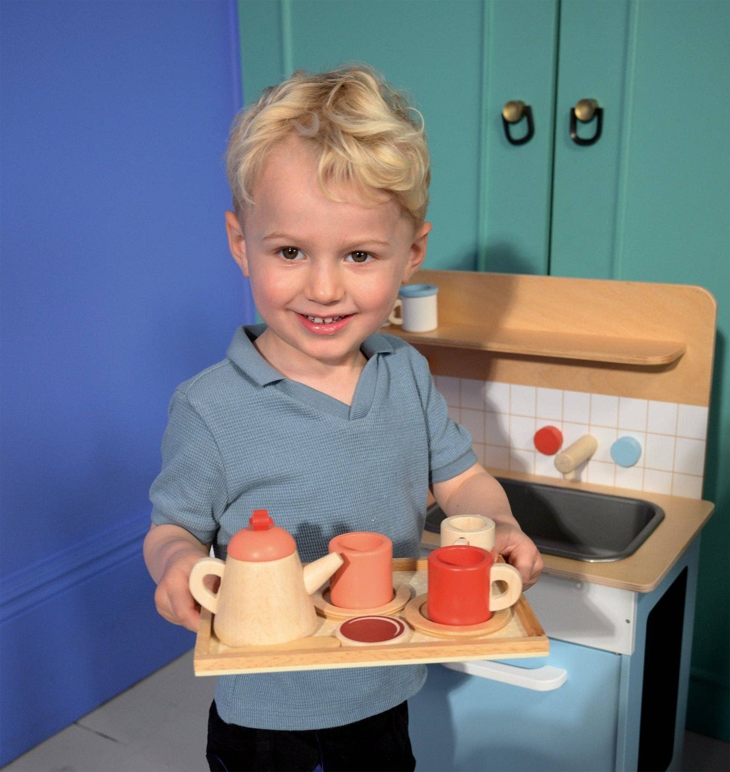 Wooden Tea Time Tray Set