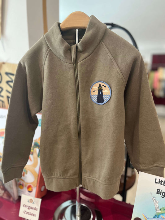 Sunwray organic sweatshirt one of a kind for kids soft sustainable patchwork front view