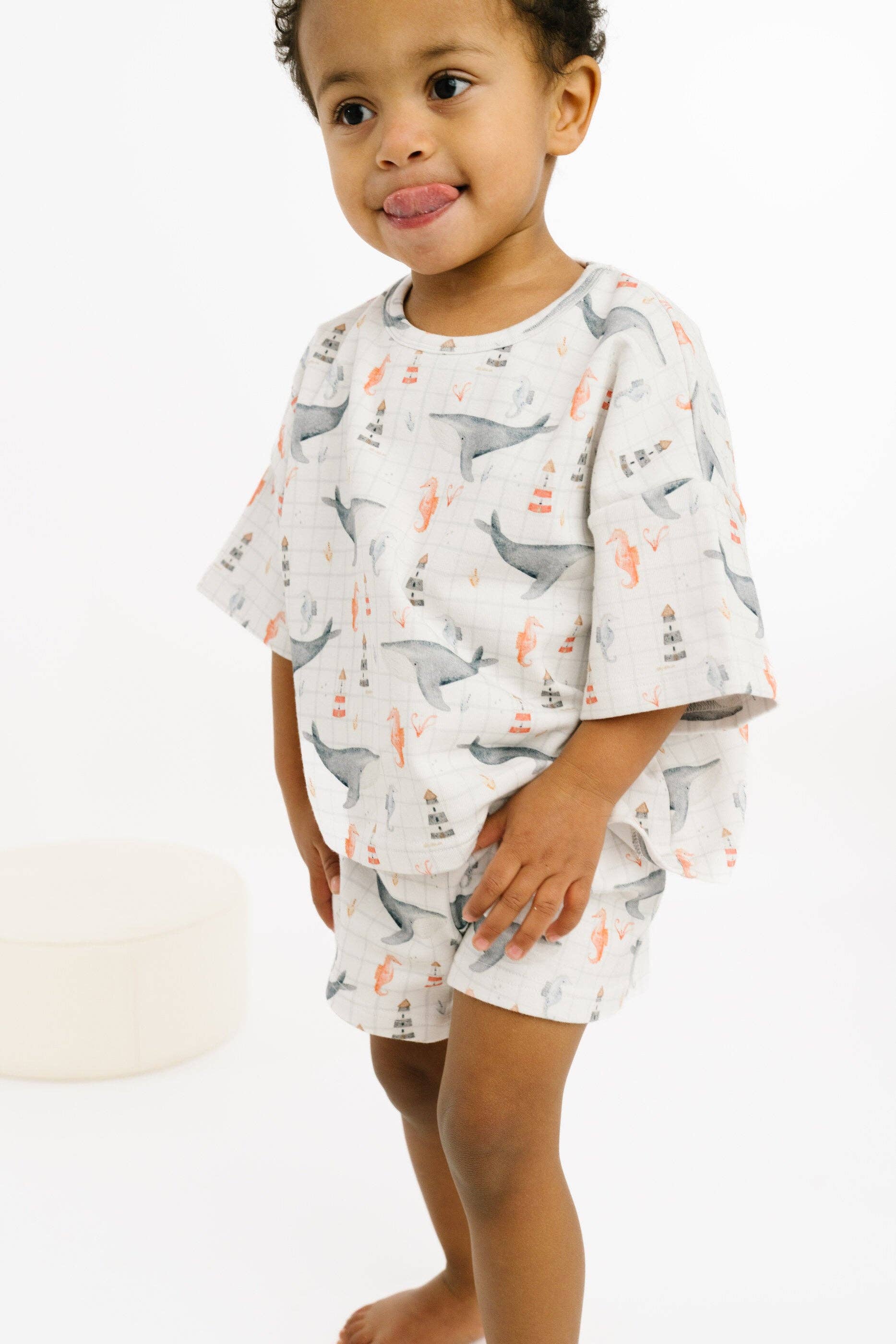 Girls ocean explorer slouchy set in 95 percent cotton spandex blend side view