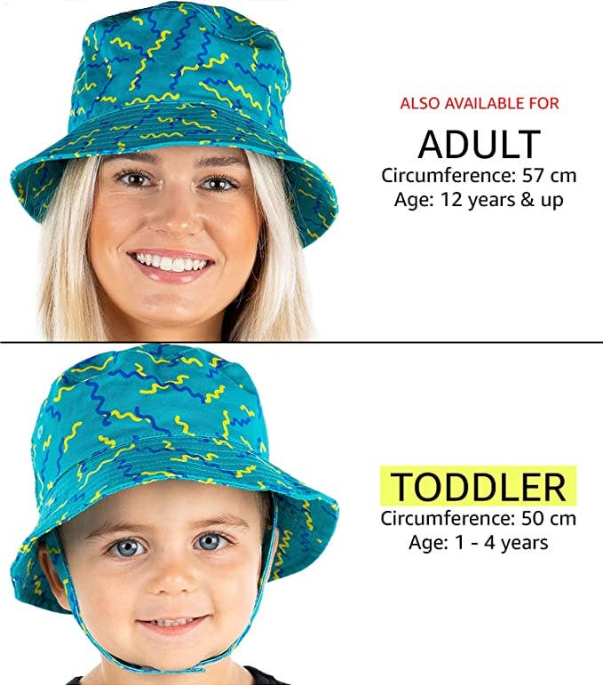 Kids squiggle print bucket hat flat lay product view