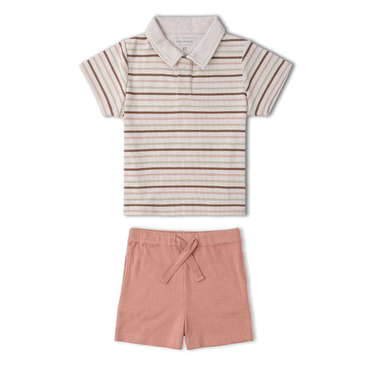Terra Stripe Tee & Shorts Set