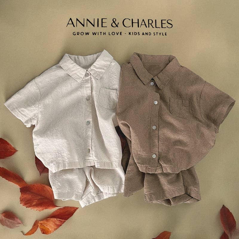 Summer walk set for kids matching shorts and top soft cotton front view