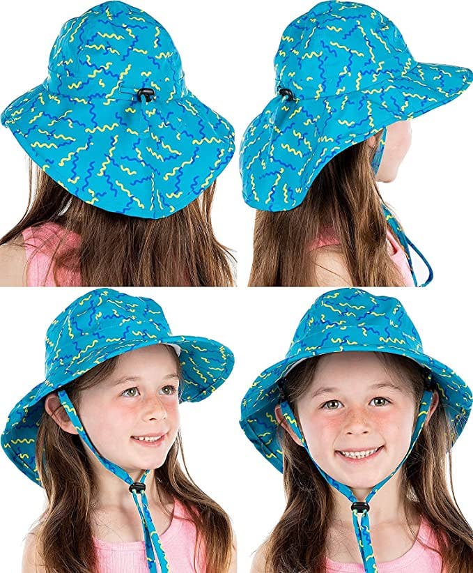 Kids squiggle print sun hat worn lifestyle view