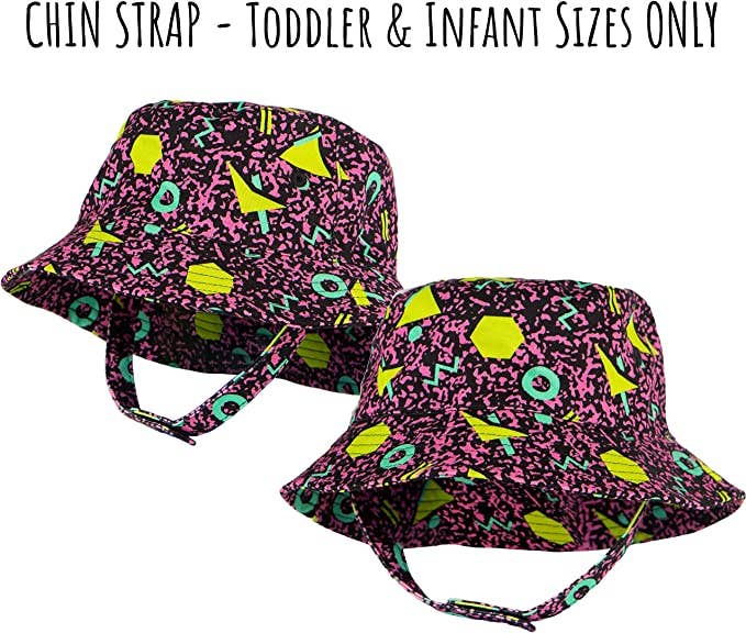 Black 90s bucket hat for kids side view detail