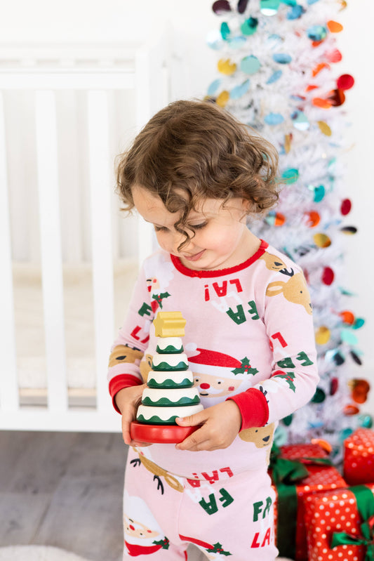 Wooden Christmas tree stacking toy