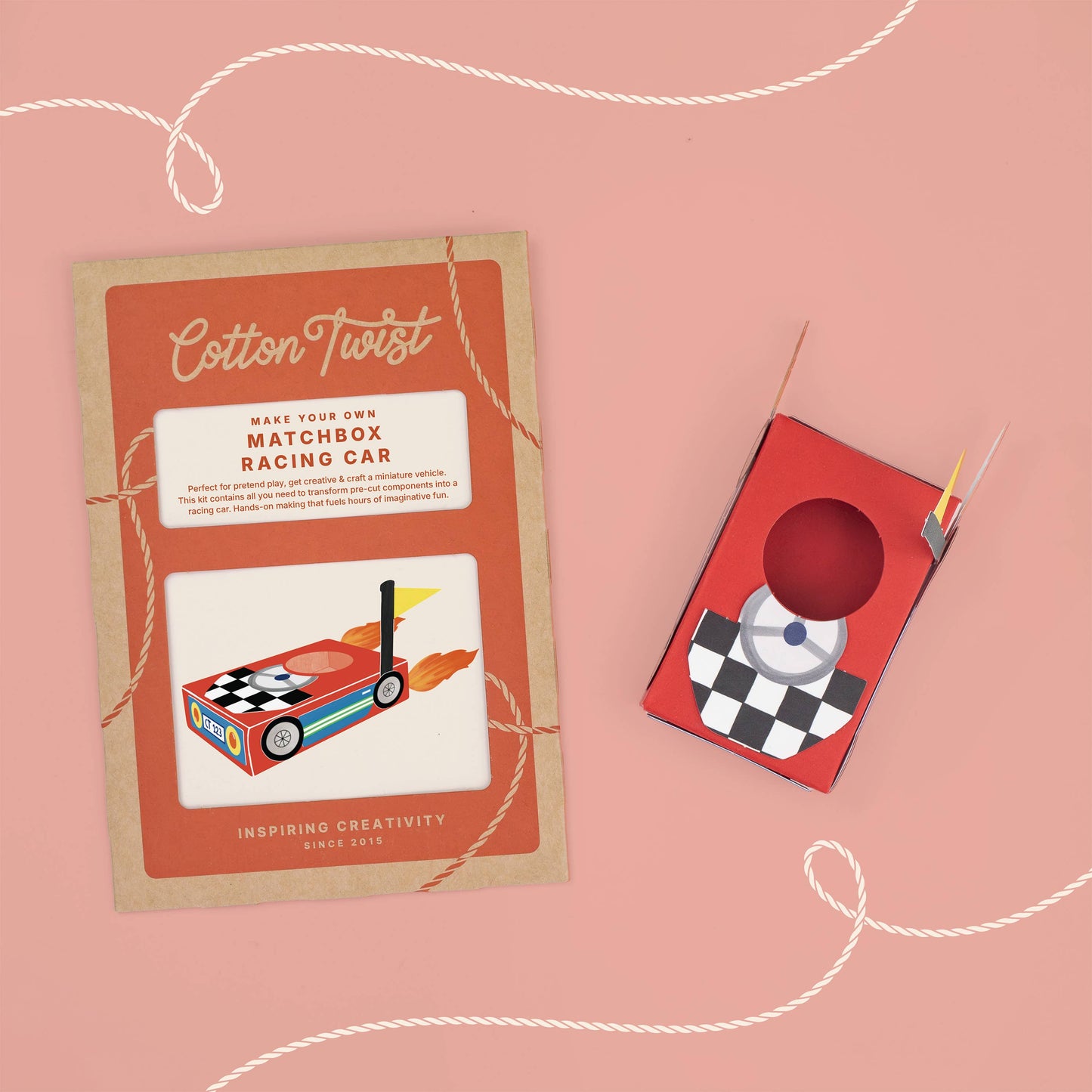 Make your own matchbox racing car craft kit for kids front view