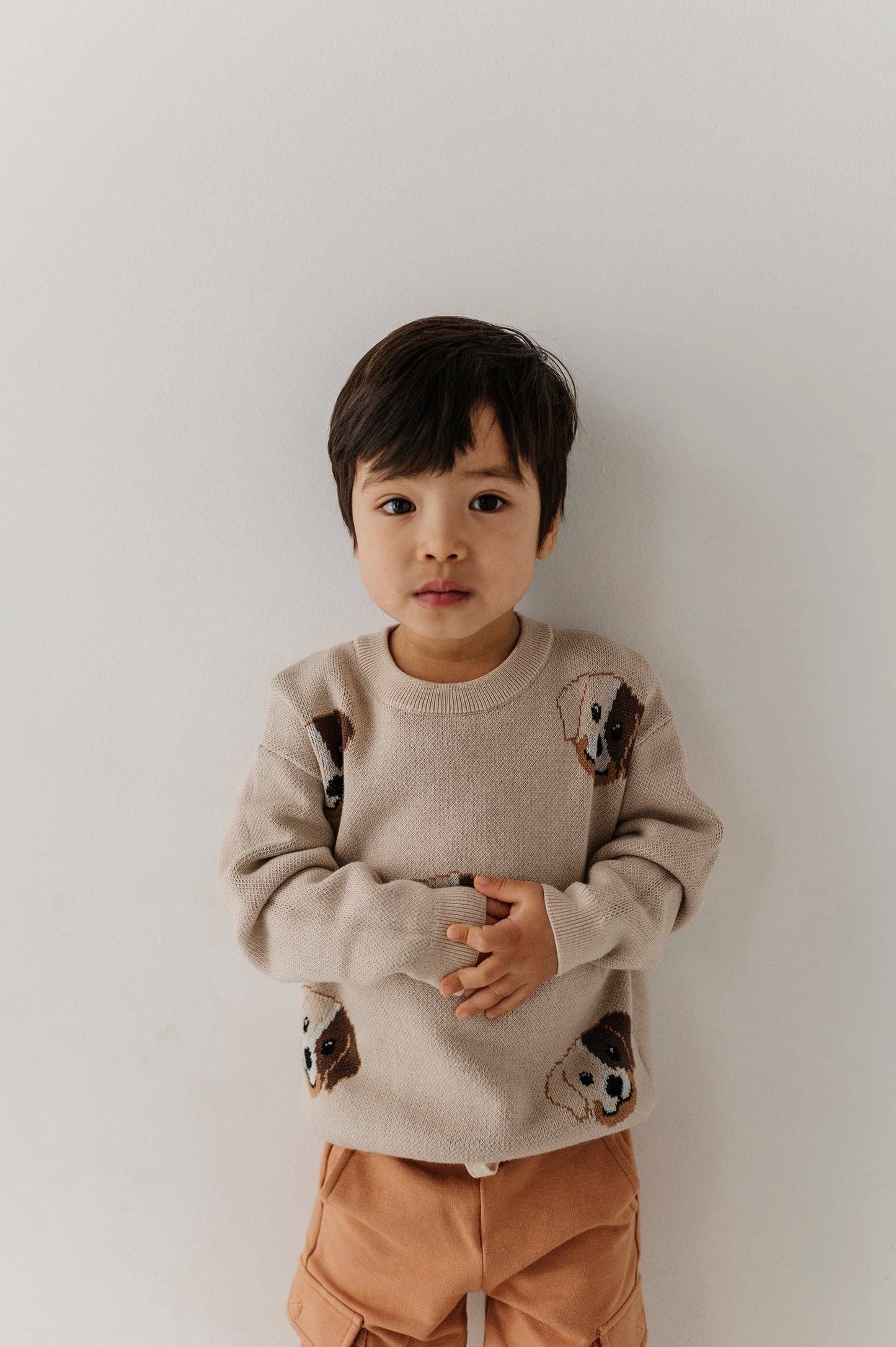 Puppies print knit sweater for kids