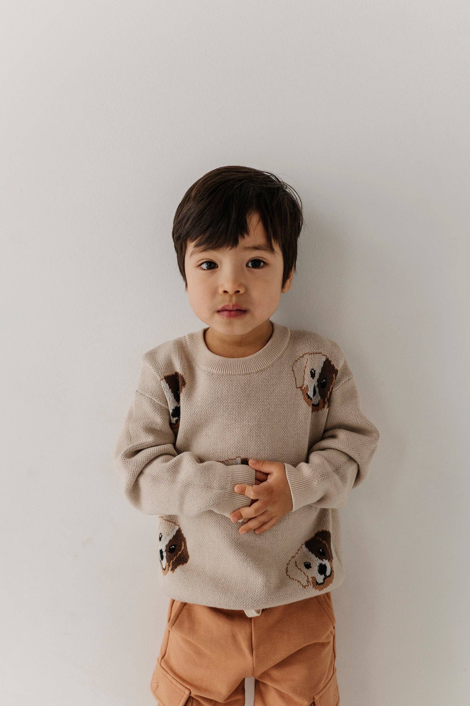 Puppies print knit sweater for kids