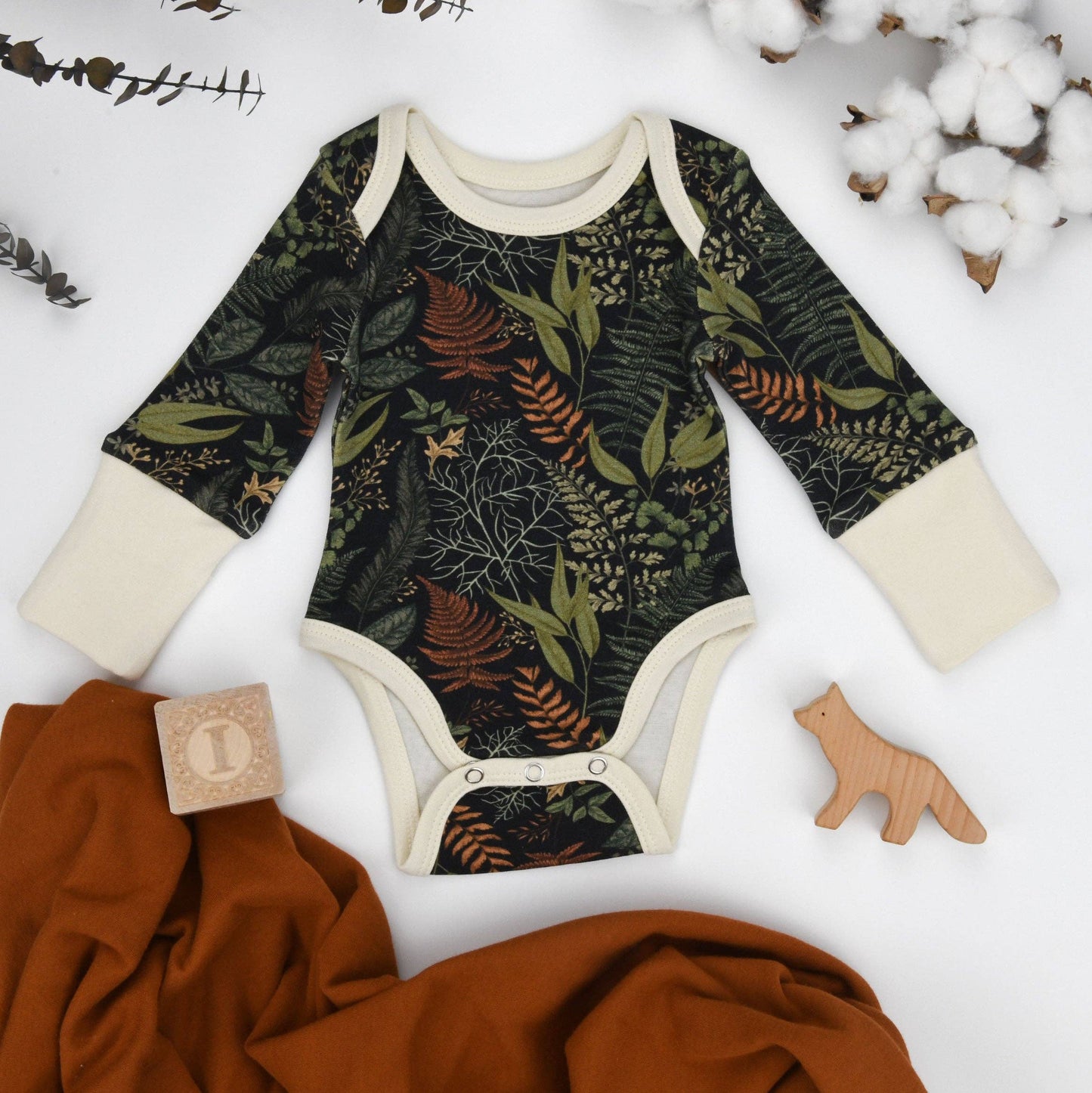 Organic Cotton Midnight Leaves