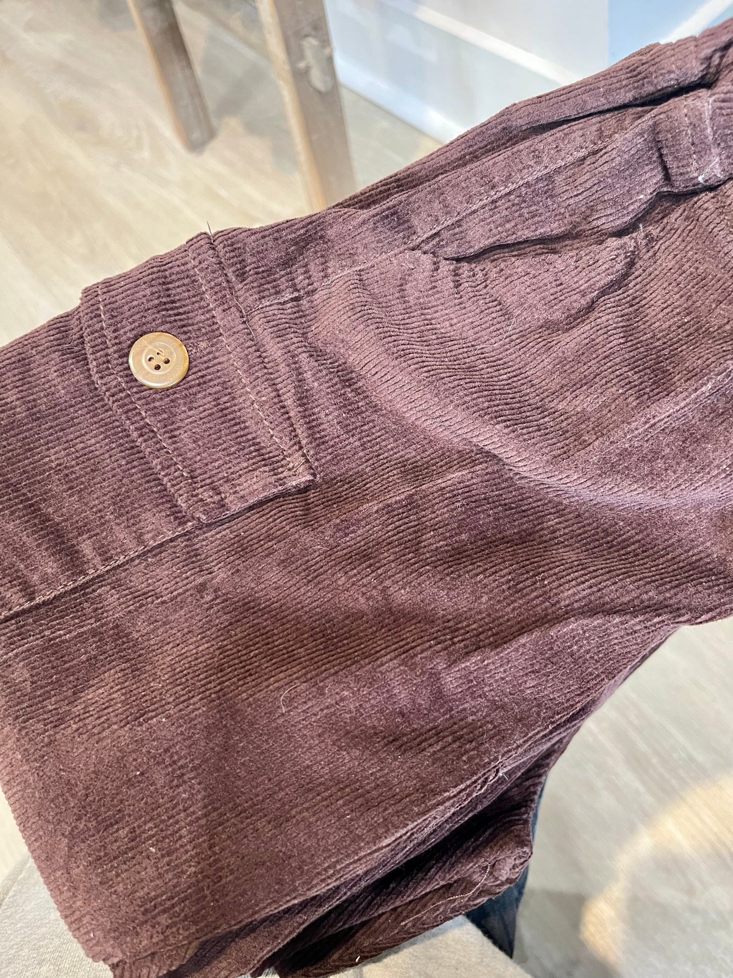 Corduroy river cargo pants side view detail pockets