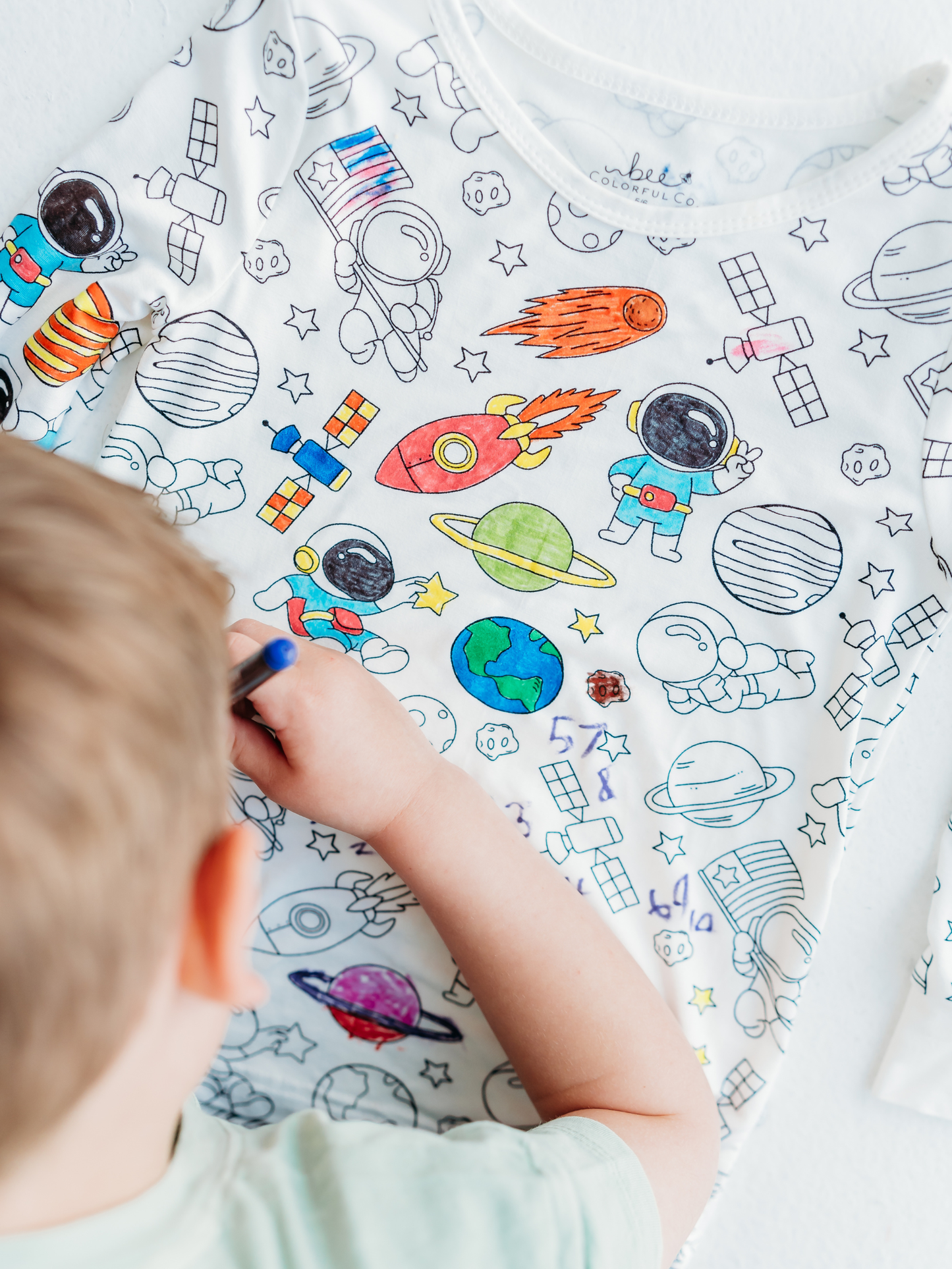Space Coloring PJs with Fabric Markers