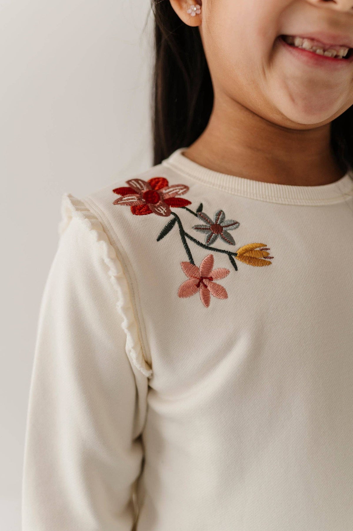 Floral raw edge sweatshirt for kids