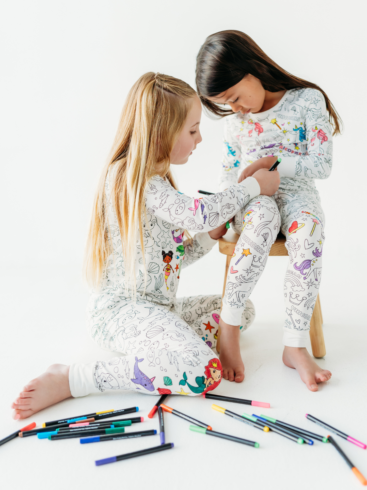 Unicorn Coloring PJs with Fabric Markers