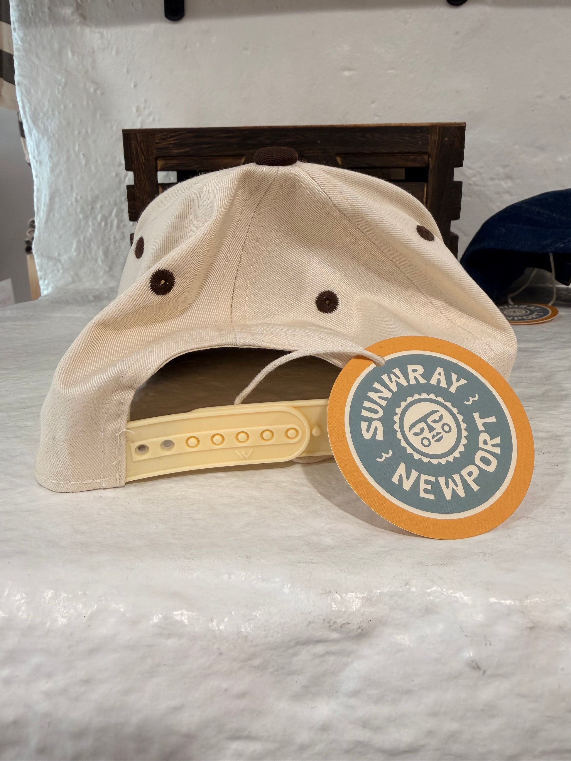 Sunwray Newport patch brown and cream kids boutique cap back view