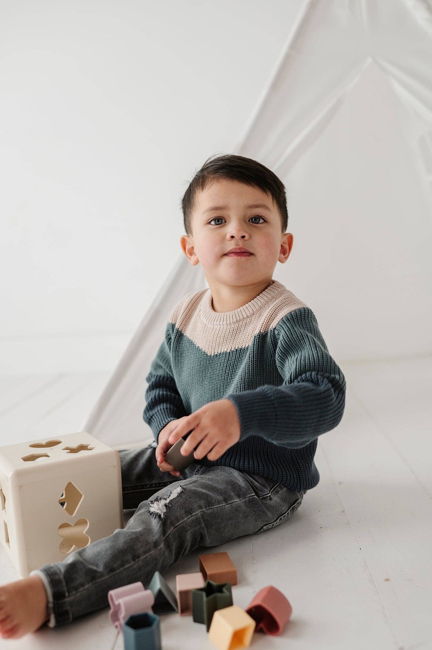 Tri-Color Cotton Sweater